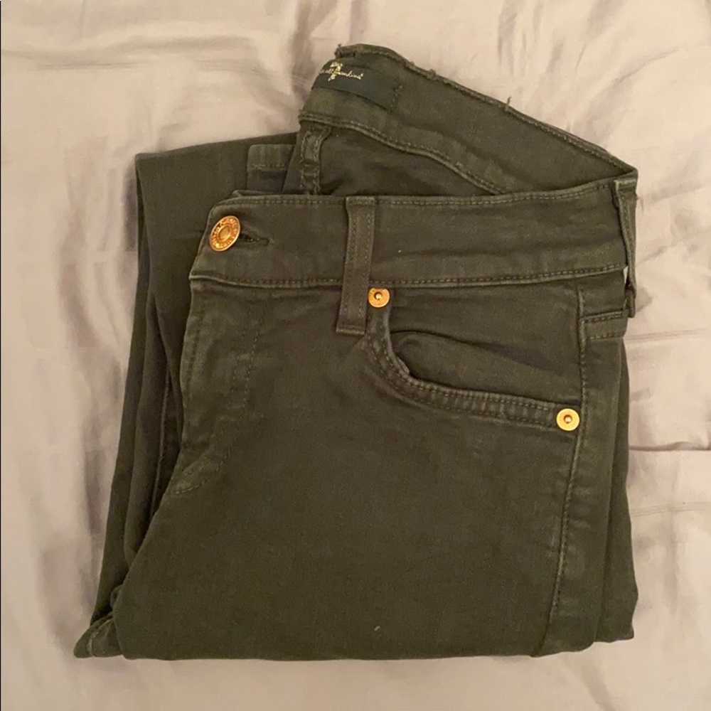 7 For All Mankind army green skinny jeans